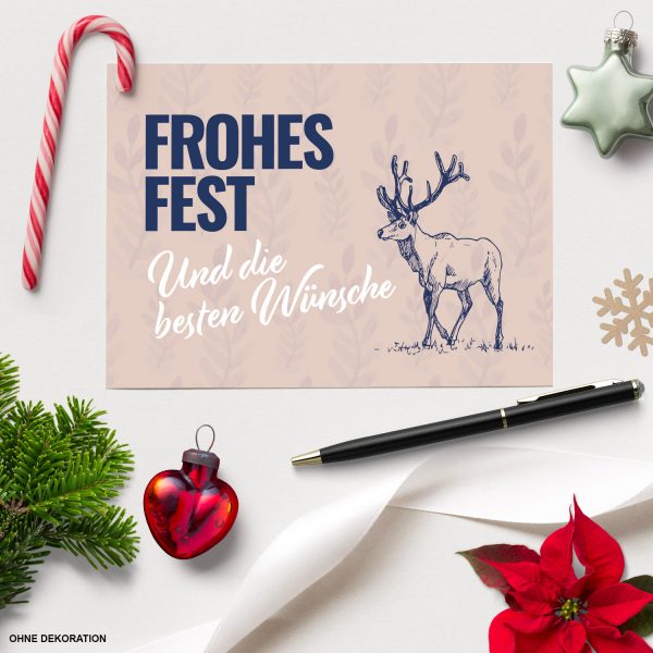 10 moderne Weihnachtskarten mit Umschlag - Motiv Rentier klassisch - Design-Karten zu Weihnachten im Set – Bild 3