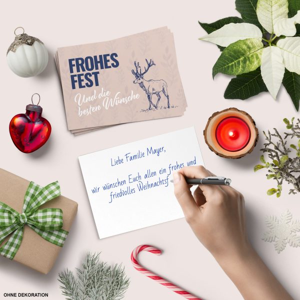 10 moderne Weihnachtskarten mit Umschlag - Motiv Rentier klassisch - Design-Karten zu Weihnachten im Set – Bild 4