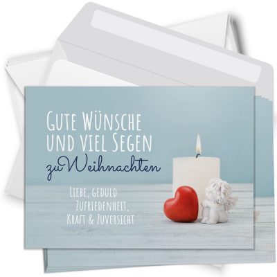 10 moderne Weihnachtskarten mit Umschlag - Motiv Engel mit viel Segen - Design-Karten zu Weihnachten im Set