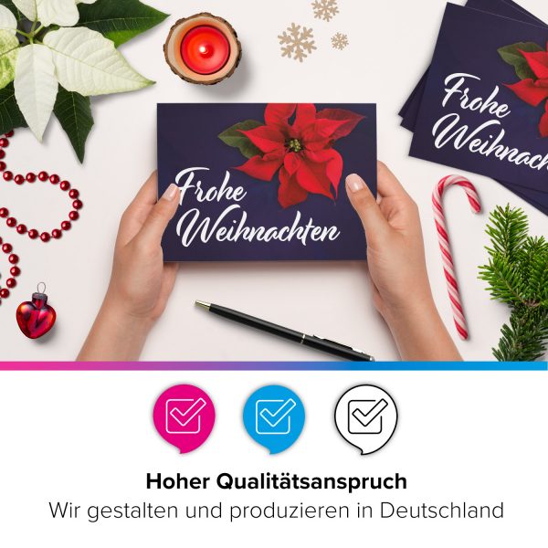10 moderne Weihnachtskarten mit Umschlag - Motiv Weihnachtsstern 1 - Design-Karten zu Weihnachten im Set – Bild 2