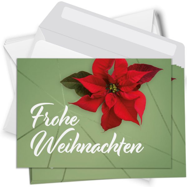 10 moderne Weihnachtskarten mit Umschlag - Motiv Weihnachtsstern 2 - Design-Karten zu Weihnachten im Set