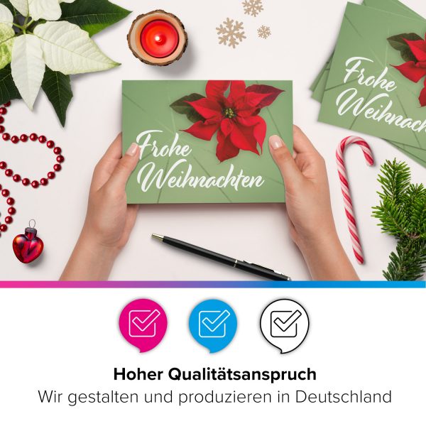 10 moderne Weihnachtskarten mit Umschlag - Motiv Weihnachtsstern 2 - Design-Karten zu Weihnachten im Set – Bild 2