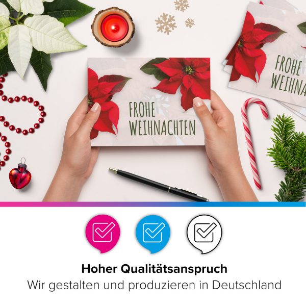 10 moderne Weihnachtskarten mit Umschlag - Motiv Weihnachtsstern 3 - Design-Karten zu Weihnachten im Set – Bild 2