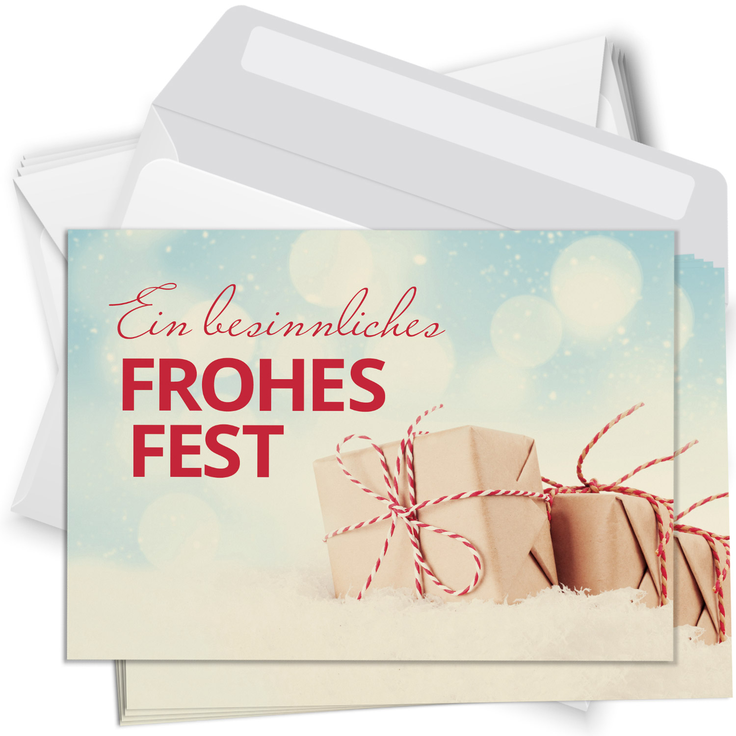 10 moderne Weihnachtskarten mit Umschlag - Motiv Geschenke - Design-Karten zu Weihnachten im Set