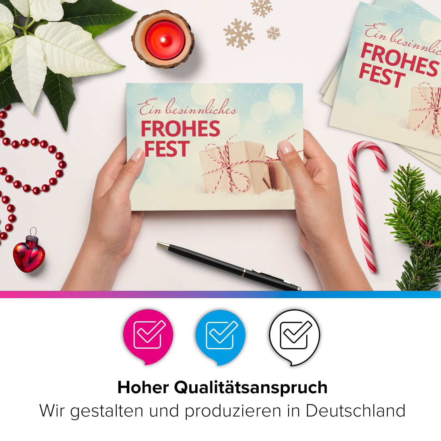 10 moderne Weihnachtskarten mit Umschlag - Motiv Geschenke - Design-Karten zu Weihnachten im Set – Bild 2