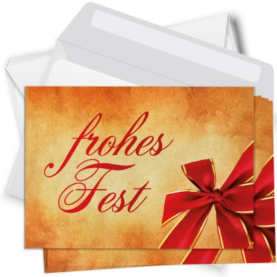 10 moderne Weihnachtskarten mit Umschlag - Motiv Große rote Schleife - Design-Karten zu Weihnachten im Set