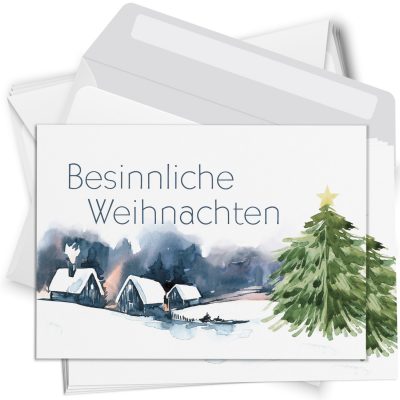 10 moderne Weihnachtskarten mit Umschlag - Motiv Besinnliche Weihnachten Aqua Look - Design-Karten zu Weihnachten im Set