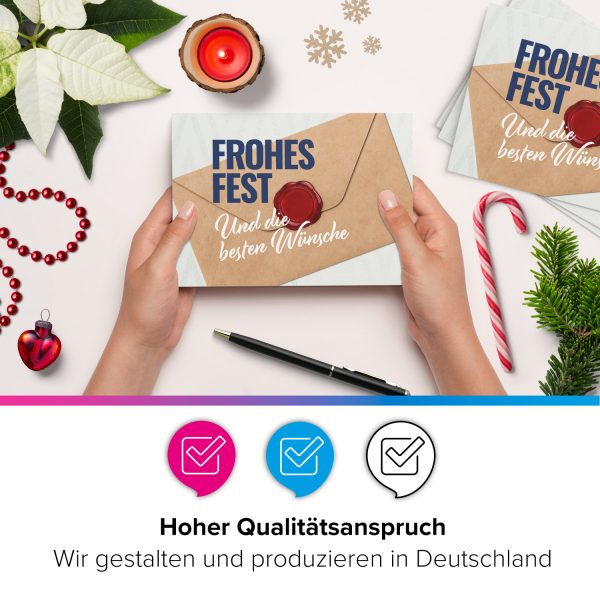 10 moderne Weihnachtskarten mit Umschlag - Motiv Brief - Design-Karten zu Weihnachten im Set – Bild 2