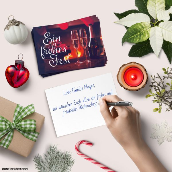 10 moderne Weihnachtskarten mit Umschlag - Motiv 2 Sektgläser - Design-Karten zu Weihnachten im Set – Bild 4