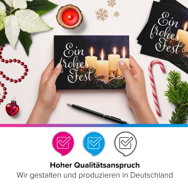 10 moderne Weihnachtskarten mit Umschlag - Motiv Adventskranz - Design-Karten zu Weihnachten im Set – Bild 2