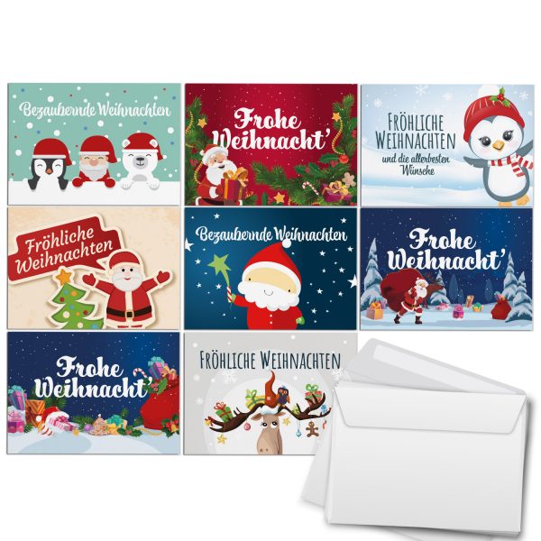 10 verschiedene Weihnachtskarten mit Umschlag - Motiv Mix 1 - Design-Karten zu Weihnachten im Set