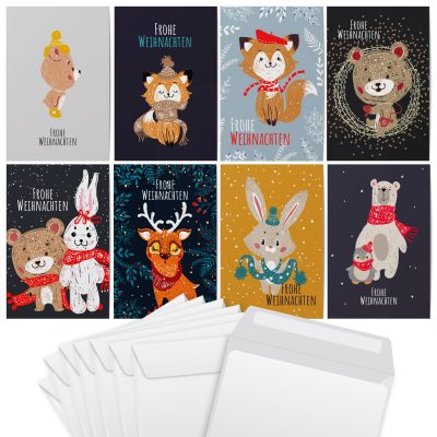 10 verschiedene Weihnachtskarten mit Umschlag - Motiv Mix 2 - Design-Karten zu Weihnachten im Set