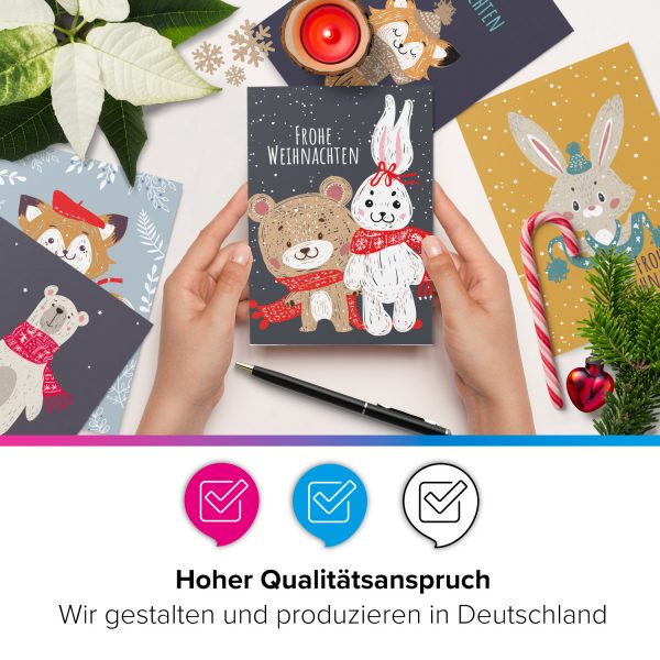 10 verschiedene Weihnachtskarten mit Umschlag - Motiv Mix 2 - Design-Karten zu Weihnachten im Set – Bild 2