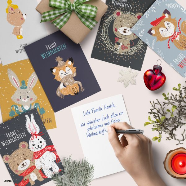 10 verschiedene Weihnachtskarten mit Umschlag - Motiv Mix 2 - Design-Karten zu Weihnachten im Set – Bild 7