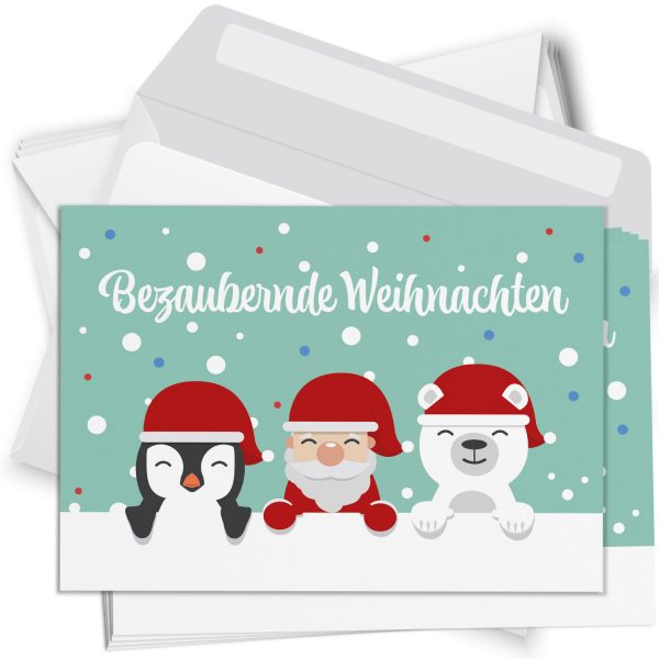 10 moderne Weihnachtskarten mit Umschlag - Motiv Bezaubernde Weihnachten 2 - Design-Karten zu Weihnachten im Set