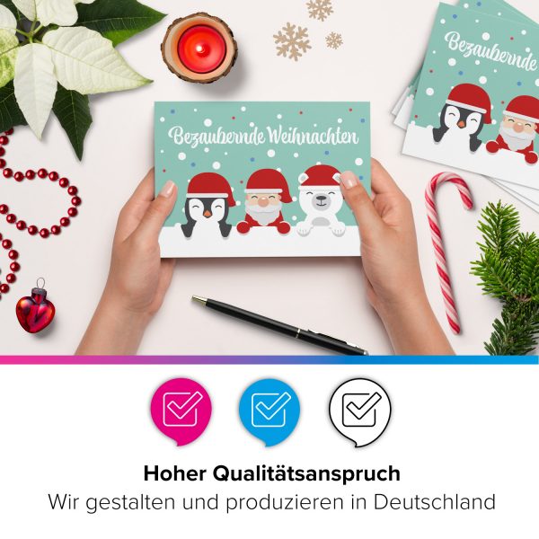10 moderne Weihnachtskarten mit Umschlag - Motiv Bezaubernde Weihnachten 2 - Design-Karten zu Weihnachten im Set – Bild 2