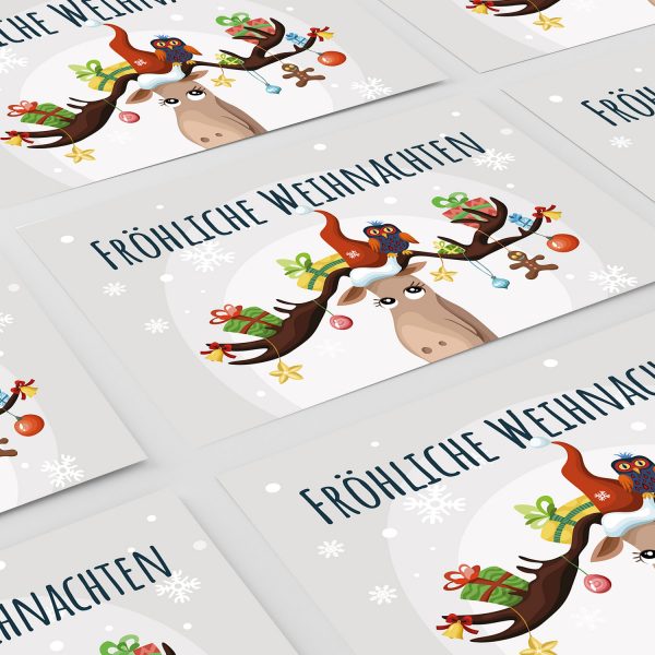 10 moderne Weihnachtskarten mit Umschlag - Motiv Niedlicher Elch - Design-Karten zu Weihnachten im Set – Bild 6