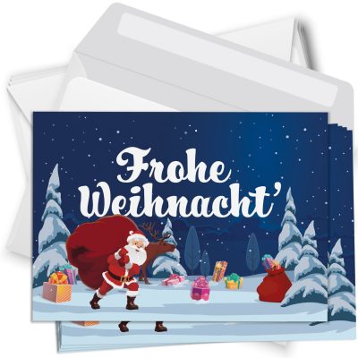 10 moderne Weihnachtskarten mit Umschlag - Motiv Buntes Weihnachten - Design-Karten zu Weihnachten im Set
