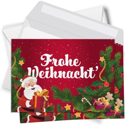 10 moderne Weihnachtskarten mit Umschlag - Motiv Buntes Weihnachten 2 - Design-Karten zu Weihnachten im Set
