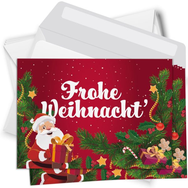 10 moderne Weihnachtskarten mit Umschlag - Motiv Buntes Weihnachten 2 - Design-Karten zu Weihnachten im Set