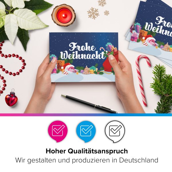 10 moderne Weihnachtskarten mit Umschlag - Motiv Buntes Weihnachten 3 - Design-Karten zu Weihnachten im Set – Bild 2