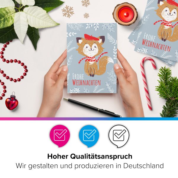 10 moderne Weihnachtskarten mit Umschlag - Stylische Weihnachten Tier 3 - Design-Karten zu Weihnachten im Set – Bild 2
