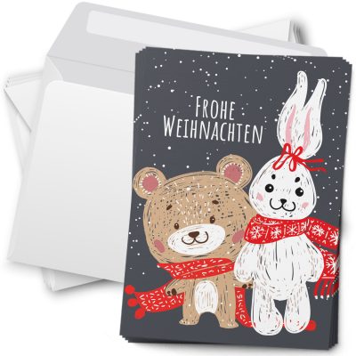 10 moderne Weihnachtskarten mit Umschlag - Stylische Weihnachten Tier 5 - Design-Karten zu Weihnachten im Set