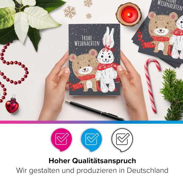 10 moderne Weihnachtskarten mit Umschlag - Stylische Weihnachten Tier 5 - Design-Karten zu Weihnachten im Set – Bild 2