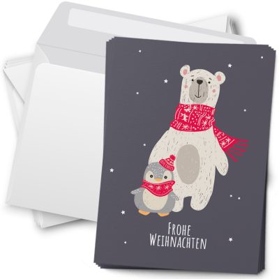 10 moderne Weihnachtskarten mit Umschlag - Stylische Weihnachten Tier 8 - Design-Karten zu Weihnachten im Set