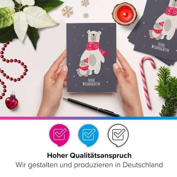 10 moderne Weihnachtskarten mit Umschlag - Stylische Weihnachten Tier 8 - Design-Karten zu Weihnachten im Set – Bild 2
