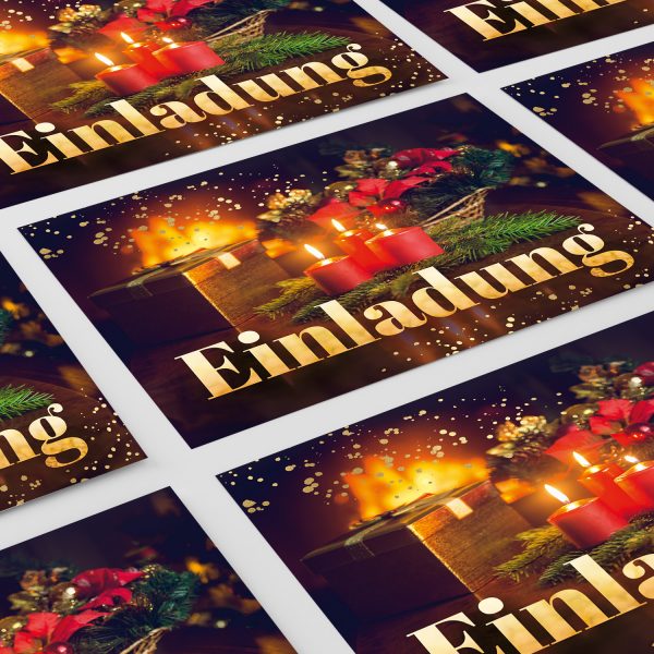 10 x Einladungskarten Klappkarten Weihnachten mit Umschlägen zur Weihnachtsfeier Motiv rote Kerzen im Kranz klassisch – Bild 6