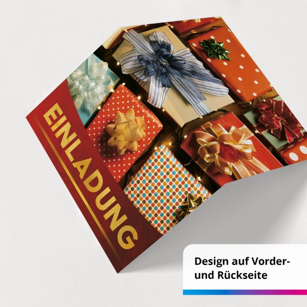 10 x Einladungskarten Klappkarten Weihnachten mit Umschlägen zur Weihnachtsfeier Motiv Geschenke klassisch – Bild 2