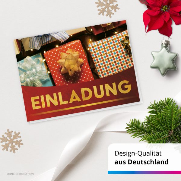 10 x Einladungskarten Klappkarten Weihnachten mit Umschlägen zur Weihnachtsfeier Motiv Geschenke klassisch – Bild 4