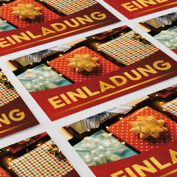 10 x Einladungskarten Klappkarten Weihnachten mit Umschlägen zur Weihnachtsfeier Motiv Geschenke klassisch – Bild 6