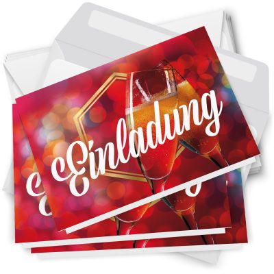10 x Einladungskarten Klappkarten Weihnachten mit Umschlägen zur Weihnachtsfeier Motiv Sektgläser