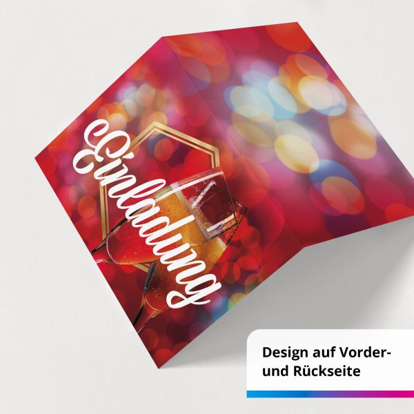 10 x Einladungskarten Klappkarten Weihnachten mit Umschlägen zur Weihnachtsfeier Motiv Sektgläser – Bild 2