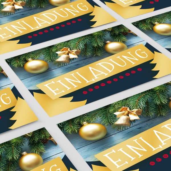 10 x Einladungskarten Klappkarten Weihnachten mit Umschlägen zur Weihnachtsfeier Motiv Goldener Tannenschmuck – Bild 6