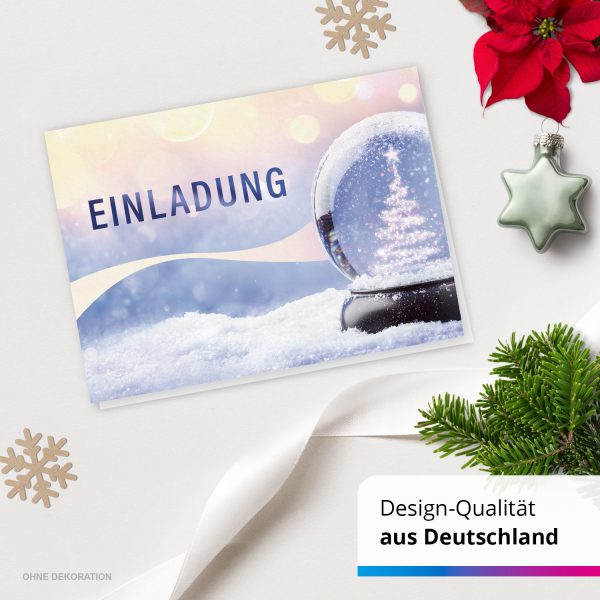 10 x Einladungskarten Klappkarten Weihnachten mit Umschlägen zur Weihnachtsfeier Motiv Schneekugel modern – Bild 4