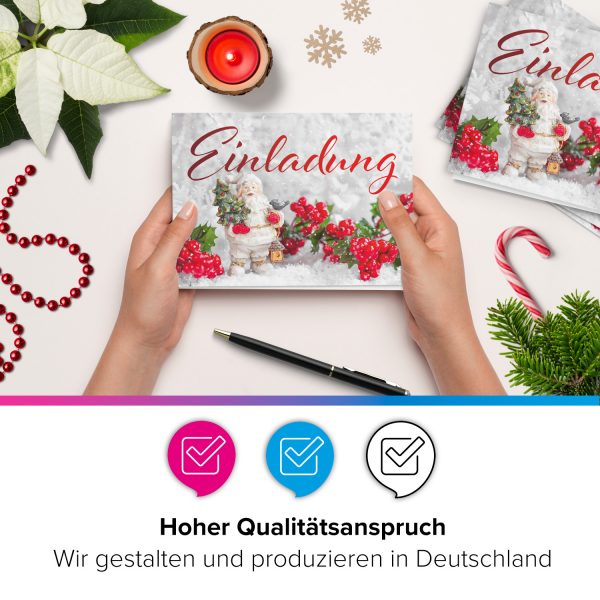 10 x Einladungskarten Klappkarten Weihnachten mit Umschlägen zur Weihnachtsfeier Motiv Weihnachtsmann im Schnee – Bild 5