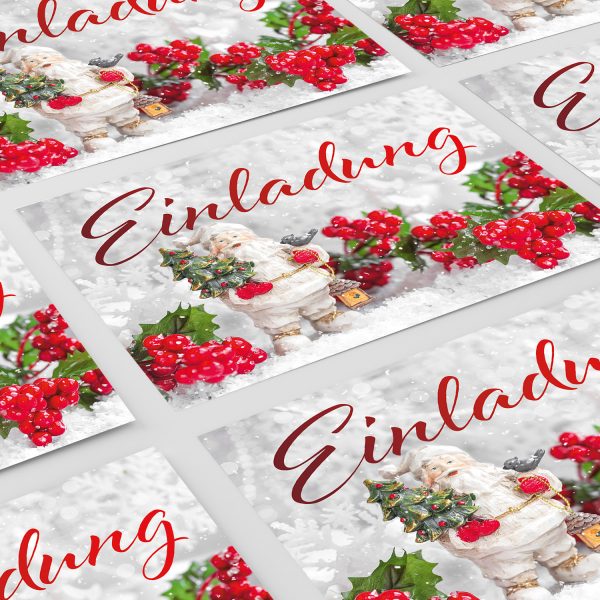 10 x Einladungskarten Klappkarten Weihnachten mit Umschlägen zur Weihnachtsfeier Motiv Weihnachtsmann im Schnee – Bild 6