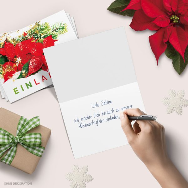 10 x Einladungskarten Klappkarten Weihnachten mit Umschlägen zur Weihnachtsfeier Motiv Weihnachtsstern rot klassisch – Bild 3