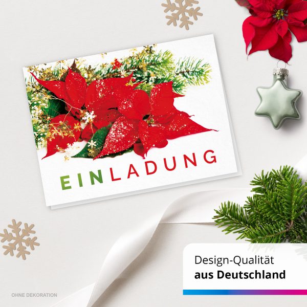 10 x Einladungskarten Klappkarten Weihnachten mit Umschlägen zur Weihnachtsfeier Motiv Weihnachtsstern rot klassisch – Bild 4