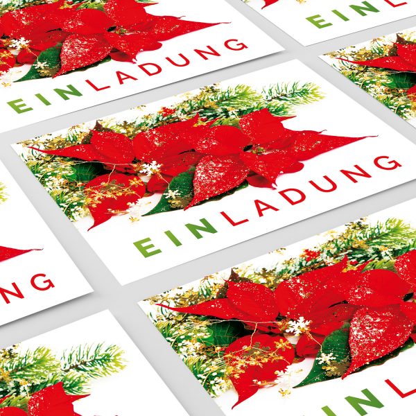 10 x Einladungskarten Klappkarten Weihnachten mit Umschlägen zur Weihnachtsfeier Motiv Weihnachtsstern rot klassisch – Bild 6