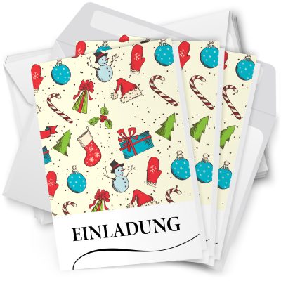 10 x Einladungskarten Klappkarten Weihnachten mit Umschlägen zur Weihnachtsfeier Motiv Weihnachtliche Motive