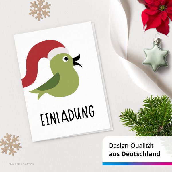 10 x Einladungskarten Klappkarten Weihnachten mit Umschlägen zur Weihnachtsfeier Motiv Weihnachtsvogel grün – Bild 4