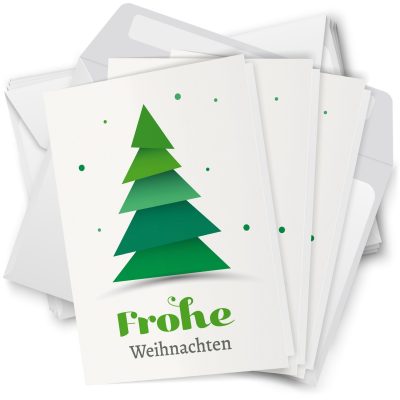 10 Weihnachtskarten Grußkarten zu Weihnachten - Klappkarten mit Umschlägen - Moderner Tannenbaum für Freunde Business Geschäftlich