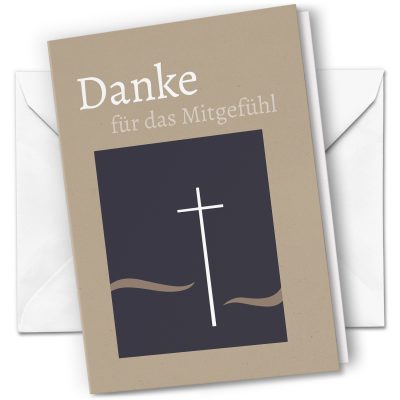 10 x Trauer Danksagungskarten Klappkarten mit Umschlag DIN A6, Trauerkarten Mitgefühl Danke Kreuz, Danke Sagen nach Beerdigung, Trauerfall