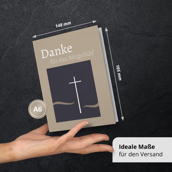 10 x Trauer Danksagungskarten Klappkarten mit Umschlag DIN A6, Trauerkarten Mitgefühl Danke Kreuz, Danke Sagen nach Beerdigung, Trauerfall – Bild 3