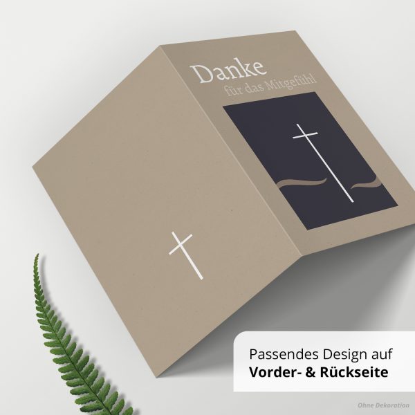 10 x Trauer Danksagungskarten Klappkarten mit Umschlag DIN A6, Trauerkarten Mitgefühl Danke Kreuz, Danke Sagen nach Beerdigung, Trauerfall – Bild 4