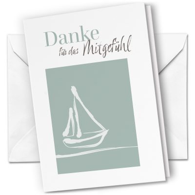 10 x Trauer Danksagungskarten Klappkarten mit Umschlag DIN A6, Trauerkarten Schiff Boot, Danke Sagen nach Beerdigung, Trauerfall